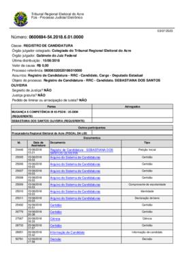 0600694-54.2018.6.01.0000 - SEBASTIANA DOS SANTOS OLIVEIRA