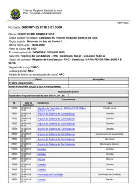 0600707-53.2018.6.01.0000 - MARIA PEREGRINA SOUZA E SILVA