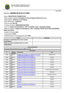 0600685-92.2018.6.01.0000 - MARIA DA GLORIA FIGUEIREDO MELO DA COSTA
